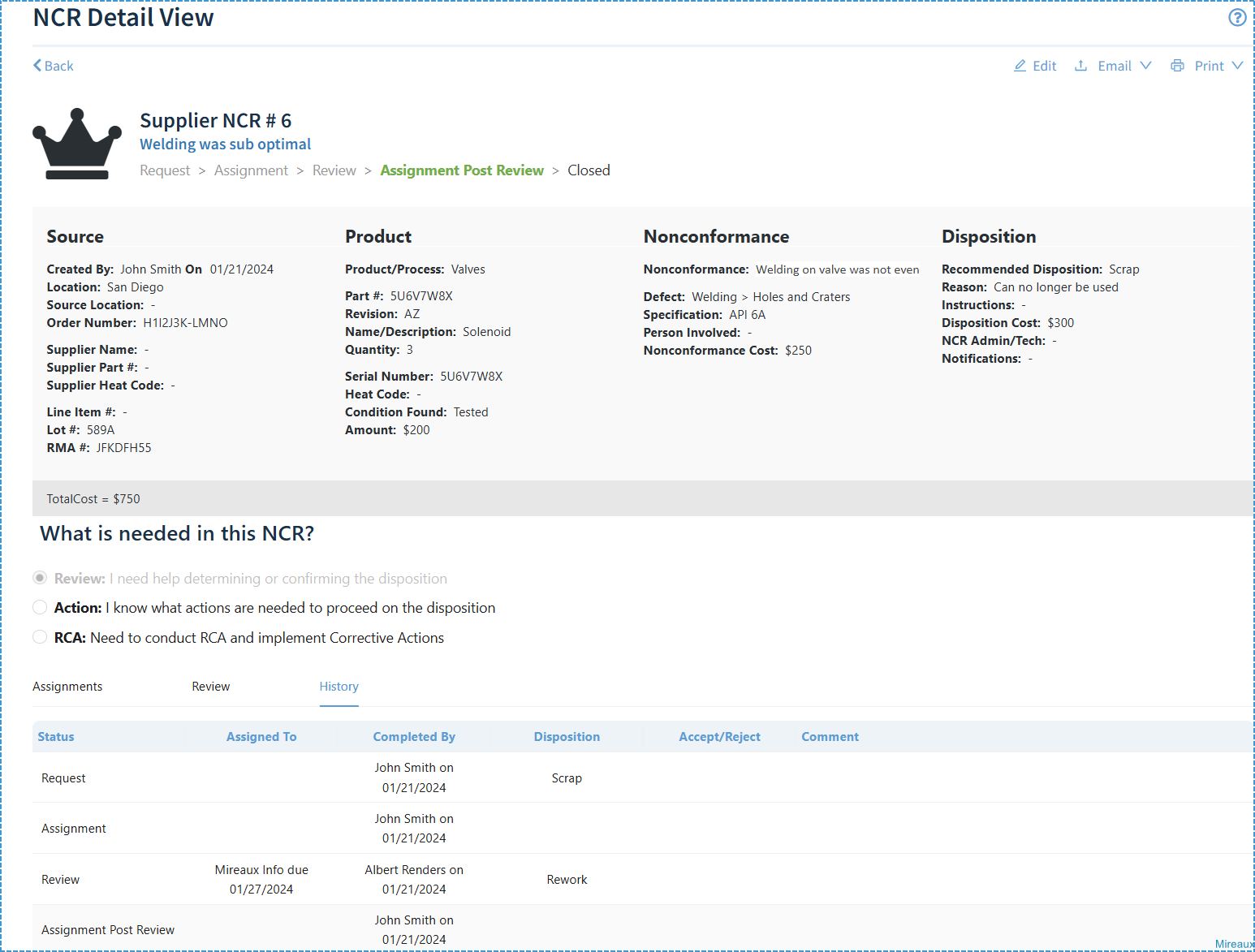 screenshot of Web QMS